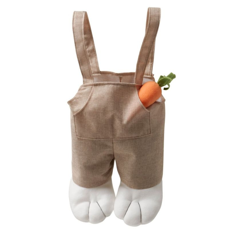 Ostertragtasche Latzhose natur 24,5x15x41 cm Stoff Geschenktasche Ostern